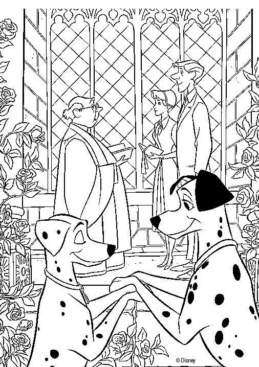 coloriage 101 dalmatiens le mariage